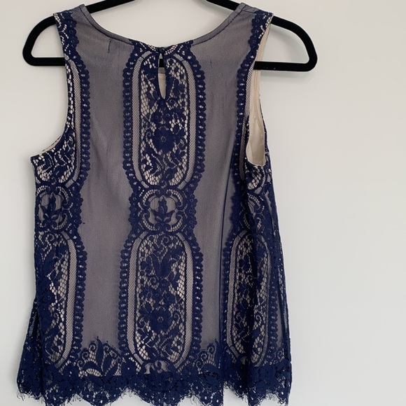 Blue Lace Tank Top Blouse - Picture 2 of 8